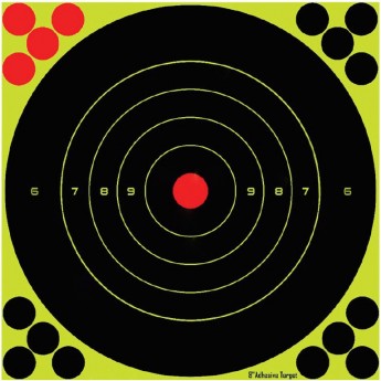 Мишень самоклеящаяся осыпающаяся STALKER, круглая, 20х20 см, D 20см, 25 шт.